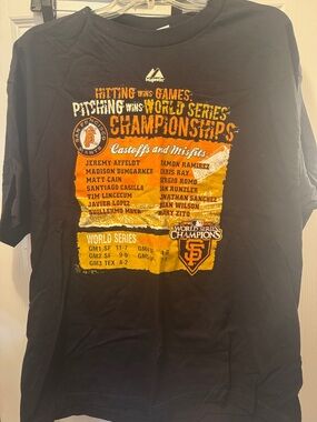 Majestic Black Tee with Orange & White World Series Graphic